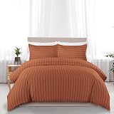 MOONLIGHT20015 Double Duvet Set Reversible Stripes Satin Bedding Rust 200x200 view 6