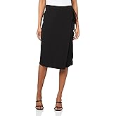 H Halston Womens Soft Suiting Faux Wrap Tie Front Skirt