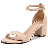 mysoft Women's Chunky Low Heels Open Toe Block Heeled Dress Ankle Strap Pump Wedding Sandals
