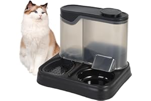 JIA XI Gravity Pet Feeder and Water Dispenser Set, Automatic Dog Feeder and Dog Water Dispenser for Dogs Cats Pets Animals Large Capacity (Black)