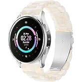SHGM Resin Band Compatible with Samsung Galaxy Watch 7/FE/6/5/4 44mm 40mm, Watch 5 Pro 45mm/Watch 4 Classic 46mm 42mm Band 20mm Lightweight Replacement Strap for Galaxy Watch 3 41mm/Active2 Ivory