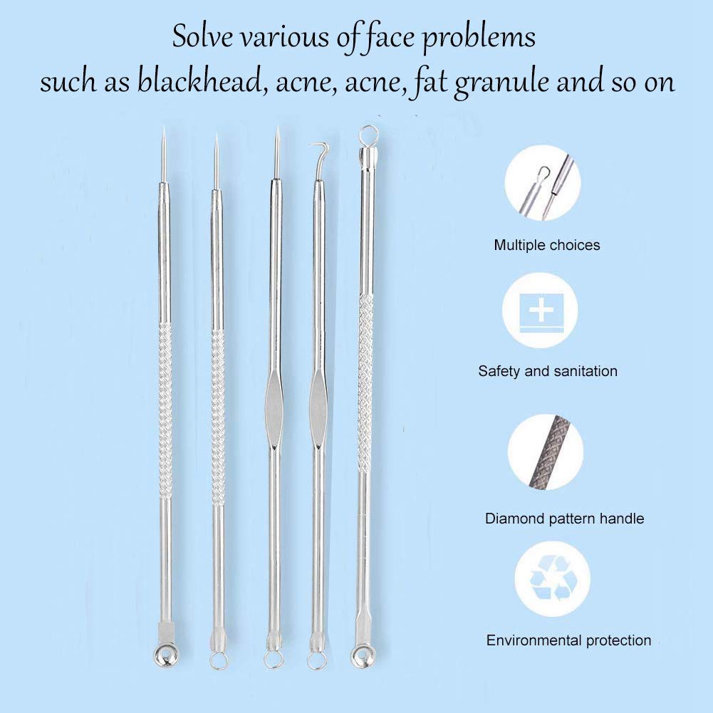 Blackhead Remover Tools,VIMILOLO 5pcs Pimple Blemish Comedone Acne Extractor Remover Tool Set -With Case: Beauty