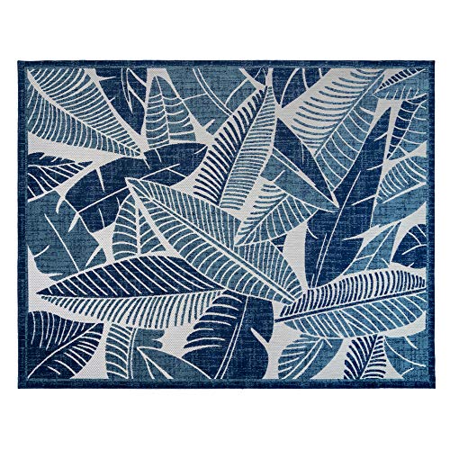 Gertmenian 21624 Indoor Outdoor Rugs Patio Area Carpet, 8x10 Large, Tropical Leaf Abstract Royal Blue