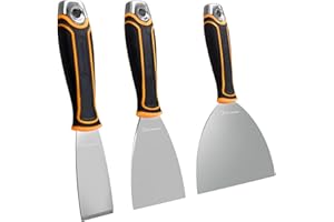 ROLLINGDOG 3PC Putty Knife Set -1.5" Chisel Scraper,3" Flexible Putty Knife and 6" Joint Knife,for Paint Scraper,Drywall Repa