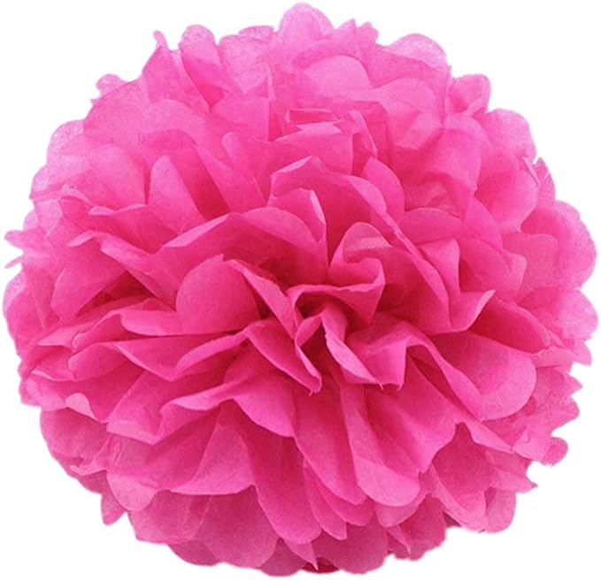JZK® 10 x fucsia pompones de papel flores 25 cm decoraciones cumpleaños
