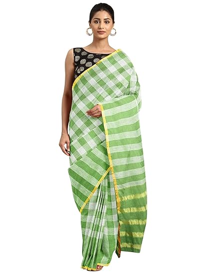 100% Cotton Venkatagiri Saree With Un-Stiched Blouse Piece - Powerloom Weaved Traditional Pure Cotton Sari for Women - by ART Retail