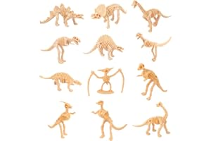 Mwuyrlw Mini Dinosaur Fossil Skeleton Figures Set 12 Pcs Plastic Rubbery Educational Action Playset for Children Science Play Best for Birthday Party Favors (Dinosaur Skeleton Figures Set)
