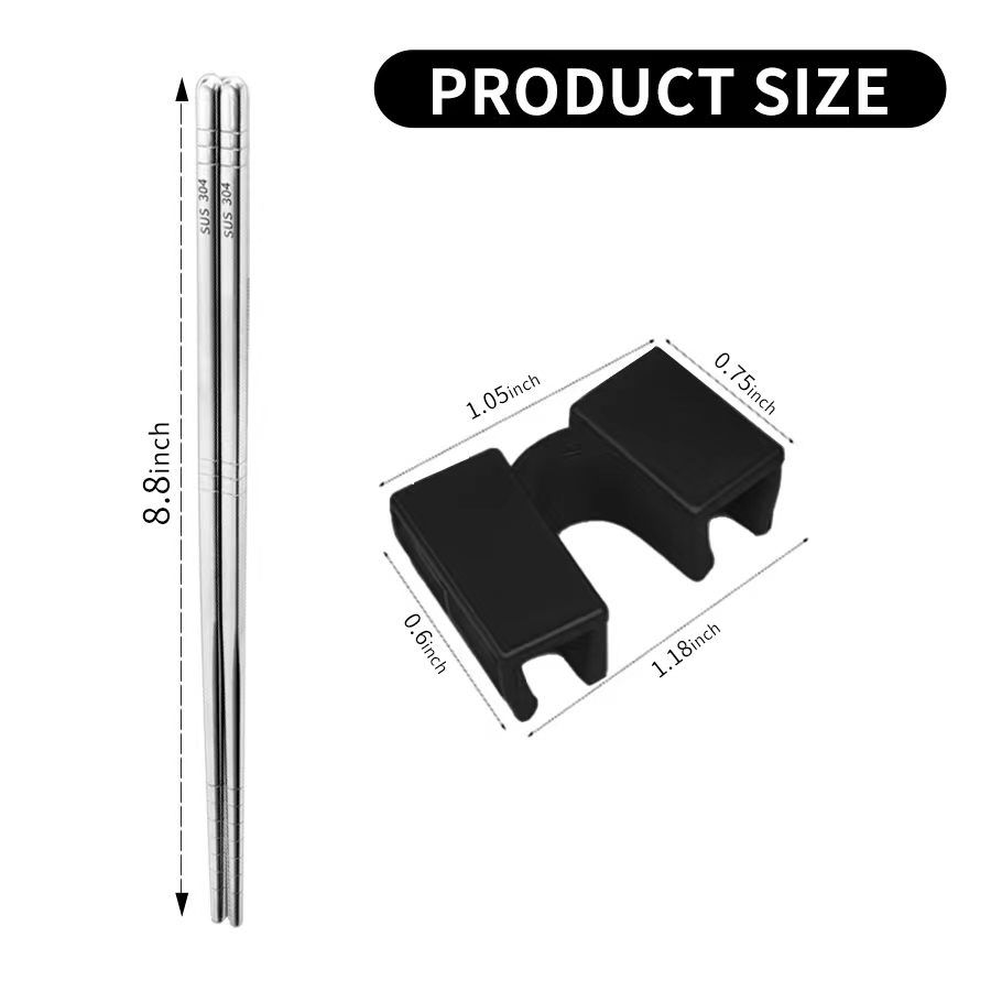 QUANFULTEC 5 Pairs Training Chopstick Helpers, Reusable Stainless Steel Chopsticks for Adults, Children, Beginners, Practice Asian Food