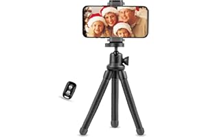 Aureday Phone Tripod, Flexible Cell Phone Tripod Stand with Wireless Remote and Phone Holder, Portable Mini Tripod for iPhone&Android Phone