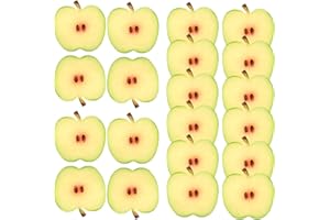 Meiwlong 20 PCS Artificial Apple Slices Realistic Fruit Fake Lifelike Plastic Realistic Fruit Ornament Home Decoration Festival Office Party Tabletop Wedding Photography Prop (Green)