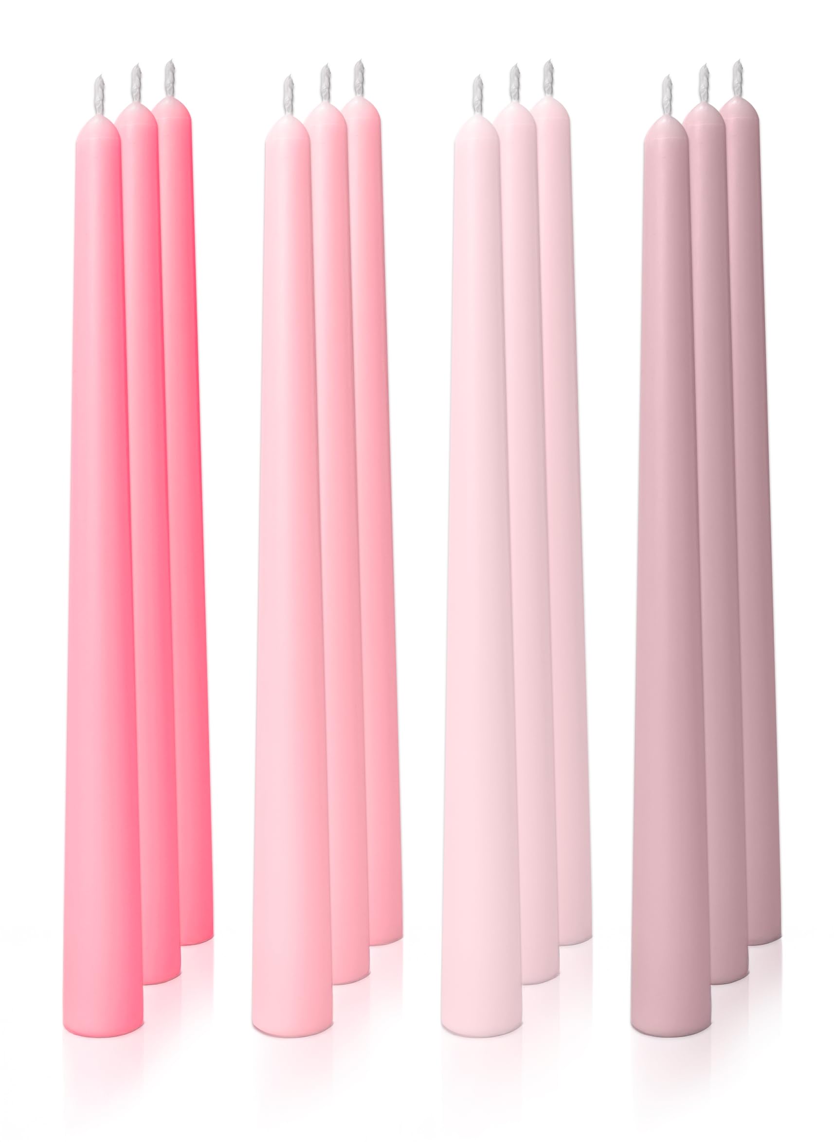 Photo 1 of Homeology 12pk 10" Classic Taper Candles, Muted Pink Shades, 7-8 Hours Long Burning, Unscented Tall Candlesticks