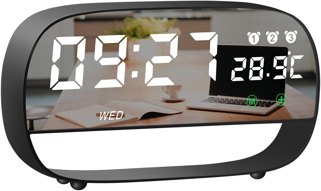 LED Digital Alarm Clock Large Display with 3 Alarm Setting Snooze Time