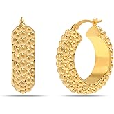 LeCalla 925 Sterling Silver Bali-Style Hoop Earrings Lightweight Click-Top Antique Two-Tone Beaded Italian Bali Style Earring Hoops for Women