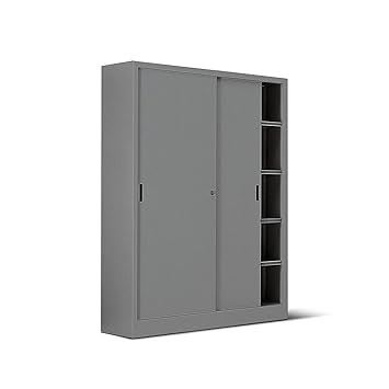 Italy 2461 Metal Wardrobe Anthracite For Office With Sliding Doors