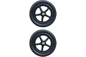 KiBcsLic 1 Pair of Balance Bike Replacement Wheels, Lightweight, Black, Non-Inflatable, for Bicycle and Maintenance, Nylon, P