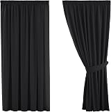 H.Versailtex Blackout Thermal Curtains 66x54 Pencil Pleat 2 Panels Black