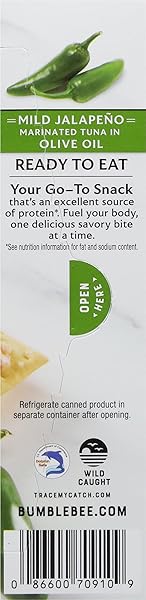 BUMBLE BEE PRIME PROTEIN ON THE RUN TUNA SNACK KIT – GOURMET TUNA MARINATED IN OLIVE OIL & MILD JALAPENO WITH CRACKERS AND SERVING UTENSIL – 20G OF PROTEIN PER SERVING