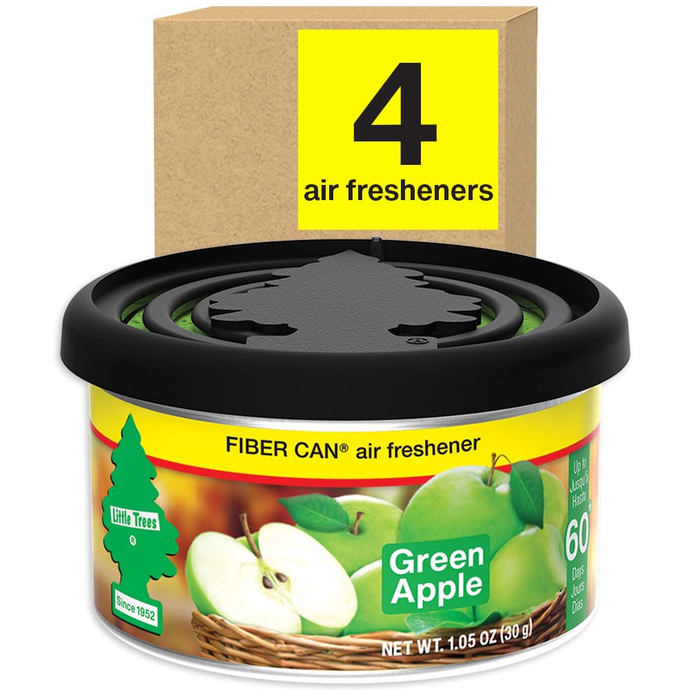 Photo 1 of LITTLE TREES Car Air Freshener | Fiber Can Provides Long Lasting Scent for Auto or Home | Recycled Fiber | Green Apple, 4 Air Fresheners