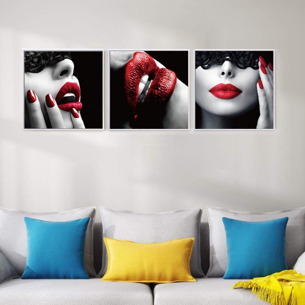 Impressions Sur Toile 3pcs Tableau Decoratif Mural Imprime Sur Toile Tableau Moderne Diy Sans Cadre Pour Maison Chambre Bureau Theme De Belle Femme Avec Levres Rouges Tableau Artistique Contemporain Image Deco Dart