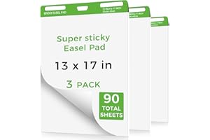 DINGIXOC Sticky Mini Easel Pads 13 x 17 Inches, 3 Pack Anchor Chart Paper for Teachers, Self Stick Flip Chart Paper with Sticky Back for Classroom, Office, 30 Sheets/Pad (White)
