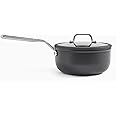 Misen Nonstick Saucier Pan with Lid - 3 QT Pasta Pot, Sauce Pan, Stay Cool Handles, Induction Ready, Non-toxic Coating - Black Elegance for Gourmet Sauces - Perfect for Culinary Creativity & Precision