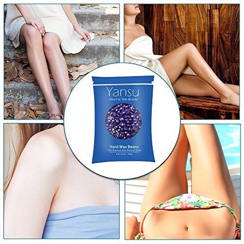 Yansu Depilatory Wax Hot Melt Hard Wax Beads For Body Hair Removal Brazilian Women/Men European Beads 300g/10.6oz+10pcs Tongue Depressor (Lavender)
