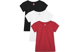 Gleeio 3 Pack Girls Shirts Girls Cotton T Shirts Kids Crew Neck Tee Tops Summer Short Sleeve Tshirts for Teen Girls