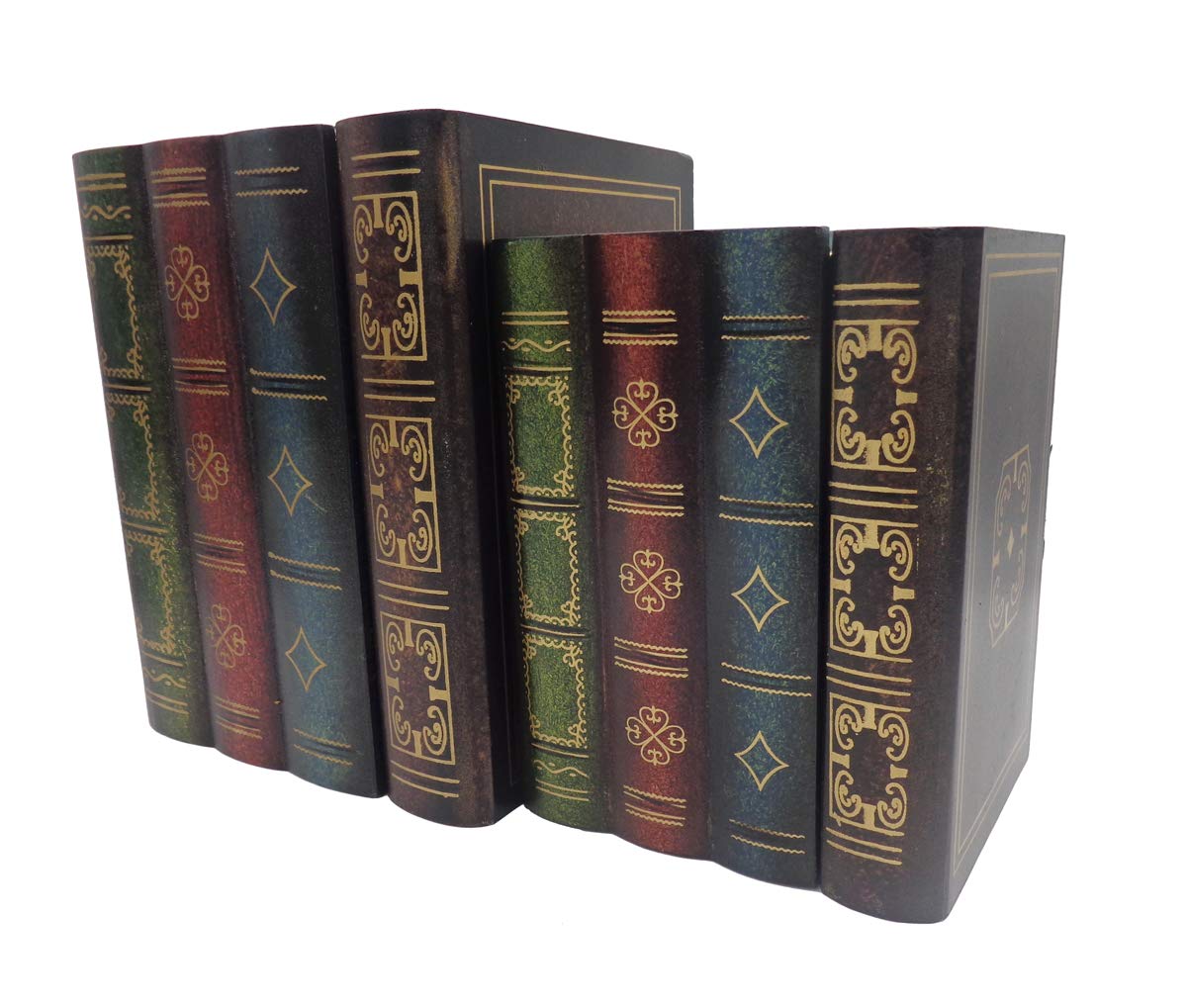 ISOTO 2PCS False Book Box Decorative Ornaments Wooden Keepsake Boxes Home Decorations Storing Storage collection Organizer Treasure Chest Gifts (Large & Small Set)