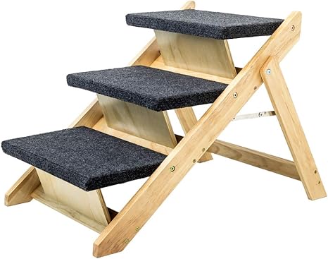 picture Foldable Pet Steps For Bed mewang wood pet stairs pet steps 2 in 1 foldable dog stairs ramp perfect for beds and cars portable dog cat ladder up to 110 pounds