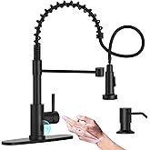 APPASO Black Touchless Kitchen Faucet with Soap Dispenser, Motion Sensor Activated Hands-Free Automatic Faucet for Sink with Pull Down Sprayer, Single Handle Smart Faucets for Kitchen Sink