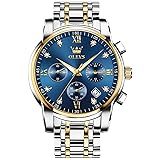 OLEVS Blue Quartz Watches for Men Big Dial Analog