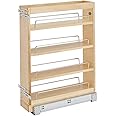Rev-A-Shelf Pullout Base Cabinet Organizer, Adjustable Shelves for Full Height Kitchen or Vanity Cabinets, Maple Wood, 448-BC19-5C