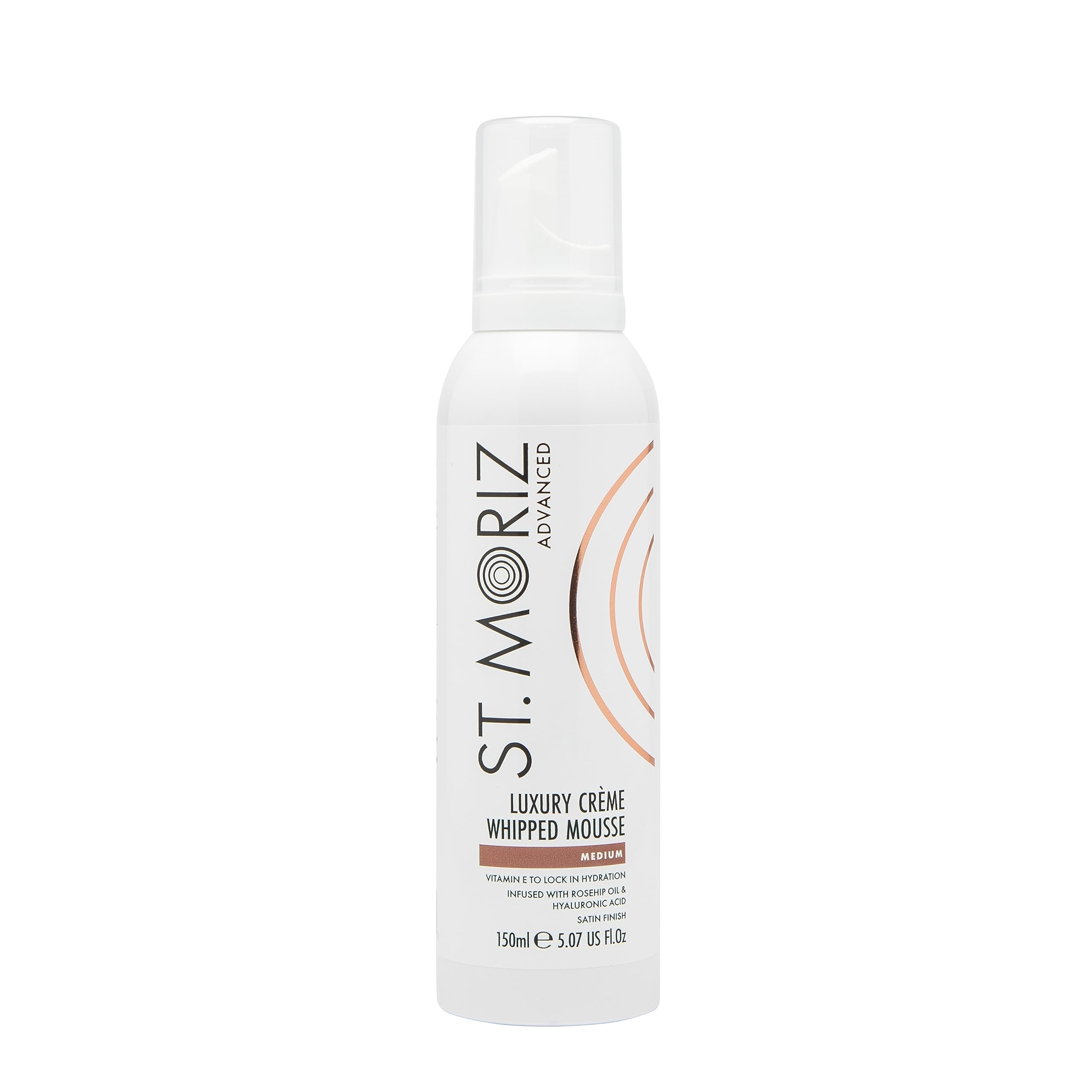 St Moriz Advanced Luxury Crème Whipped Fake Tan Mousse in Medium | Luxurious Tanning Mousse with Hyaluronic Acid, Rosehip Oil & Vitamin E | Satin Finish & Sunkissed Glow | Vegan & Cruelty Free | 150ml