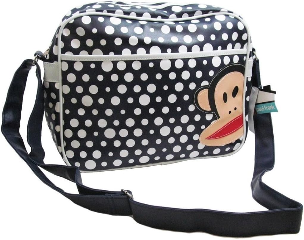 Paul Frank Julius the Monkey Design Messenger Shoulder School Travel Bag (Navy with White Spots