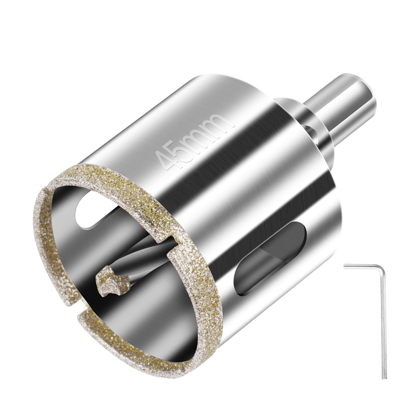 flintronic Diamond Drill Bit, 45mm Drill with Center Guide Bit, Glass Hole Saw Core Drill Bit with Diamond Surface Coating, for Glass/Tile/Ceramic/Marble/Limestone/Fiberglass/Porcelain Cutting