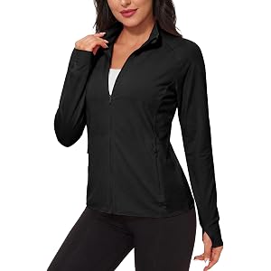 Women's Lightweight UPF Athletic Jacket Full Zip Sun Shirt Hiking Outdoor