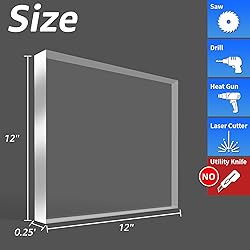 Art3d (2 Pack) 1/4" Thick Plexiglass Sheets - 12" x