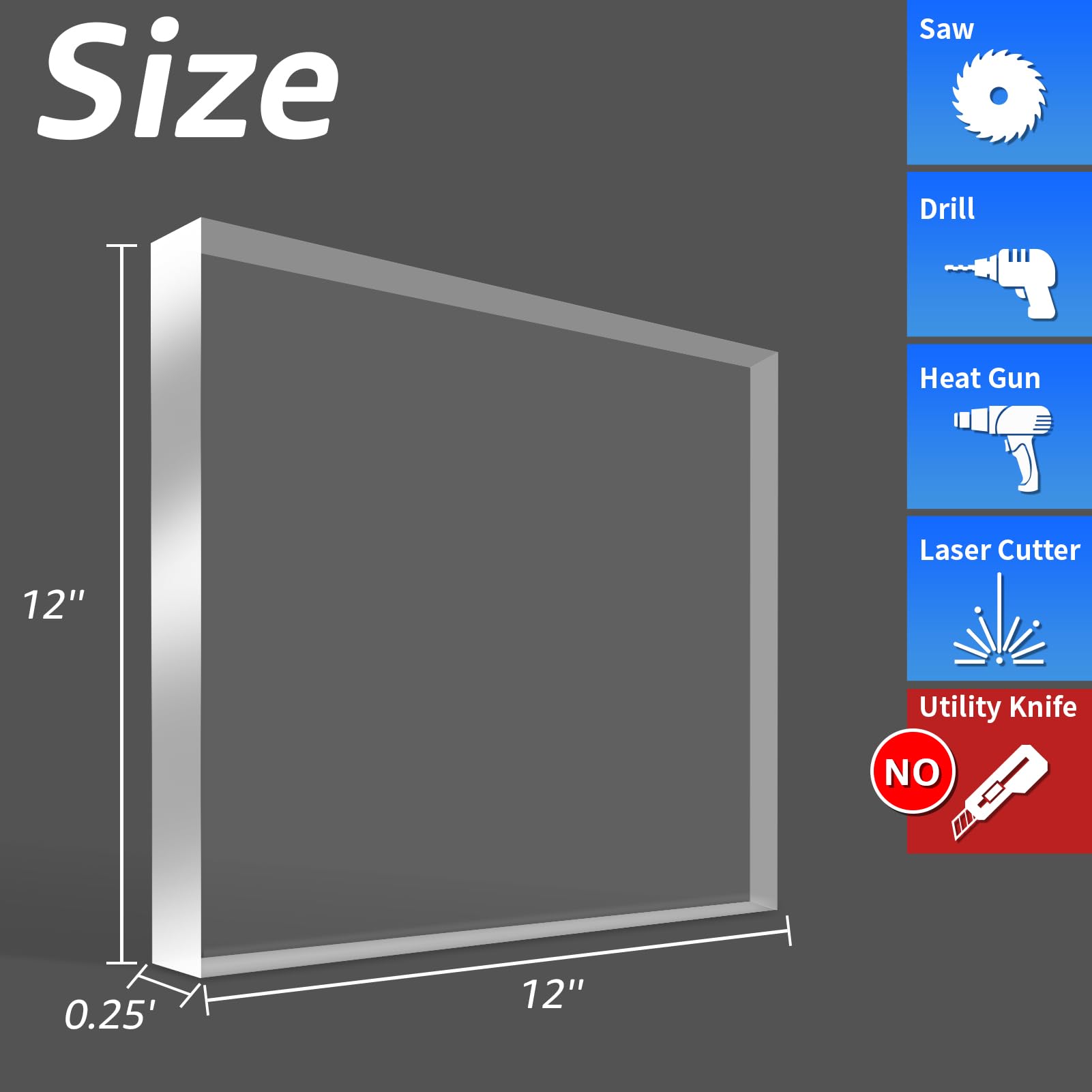 Art3d (2 Pack) 1/4" Thick Plexiglass Sheets - 12" x