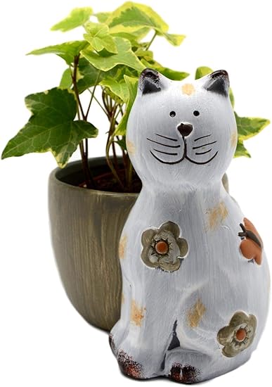 Petit Pot De Fleurs En Ceramique En Forme De Chat Amazon Fr Jardin
