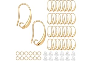 CRAFTYMELODY 200Pcs 18K Gold Plated Brass Fishhook Earring Hooks Golden French Ear Wires Fish Hook Earrings Findings Componen
