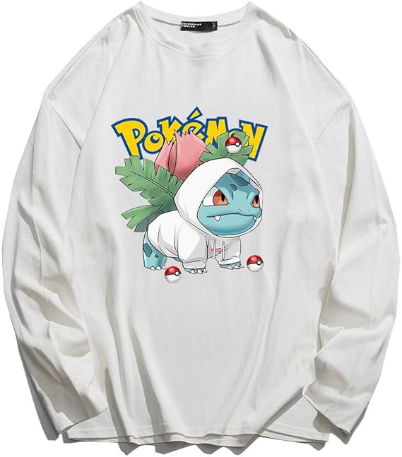Amazon ポケットモンスター ポケモン Pokemon フシギダネ Bulbasaur アニメ 漫画 長袖 メンズ レディース Tシャツ 秋服 スポーツ おしゃれ かっこいい ロング丈 無地 大きいサイズ 快適 カジュアル プリント ファッション Tシャツ カットソー 通販