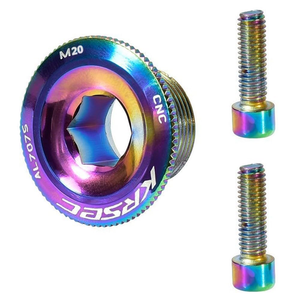 MiOYOOW Bike Crank Arm Bolts, M20 Crank Fixing Bolt Bicycle Cranket Screw Aluminum Alloy for Mountain Road Bike