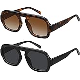 WOWSUN Retro Aviator Sunglasses Womens 70s Square Trendy Shades Sun Glasses