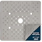 SlipX Solutions 27" Oversize Square Shower Mat, Non-Slip Mat for Elderly & Kids, 100+ Power Grip Suction Cups for Smooth Surfaces, Machine Washable, Solid Tan