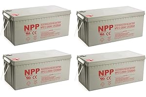 NPP NPG12-200Ah(T16, 4Pcs) 12V 200Ah 4D Rechargeable Gel Deep Cycle Battery, 1200+ Cycles Battery, Safe Charger for Most Home Appliances, RV, Camping, Cabin, Marine, Trolling Motor and Off-Grid System