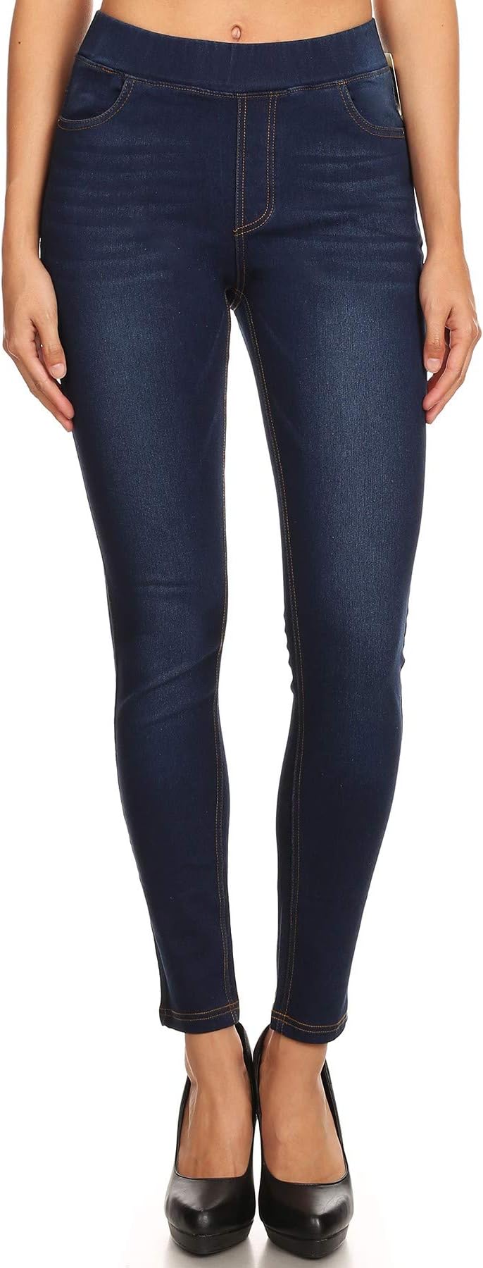 Women's High Waisted Stretchy Pull-On Skinny Denim Jegging & Bermuda Shorts