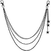 Sacina Gothic Punk Layered Black Star Pants Chain, Star Wallet Belt Chain, Goth Grunge Emo Punk Accessories