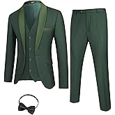 COOFANDY Men's 3 Pieces Suit Slim Fit Tuxedo Set One Button Shawl Lapel Dinner Prom Jacket Vest Pants with Tie