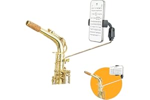 FOWUIKOH Alto Saxophone/Tenor Saxophone Lyre Phone Holder Music Clip Fit Sax with 4mm Square Spectrum Clip Socket (Gold)