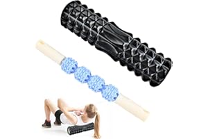 Foam Roller Set, Massage Roller for Pain Relief of Back and Legs, 30x8cm Foam Rollers with Muscle Roller Stick for Deep Tissu